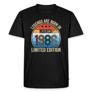 Les légendes naissent en mars 1986 Édition limitée - T-shirt Premium bio Homme - noir - Devant - Nico (187cm)
