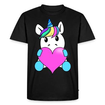 Licorne avec coeur - T-shirt Premium bio Homme - noir - Devant - Nico (187cm)