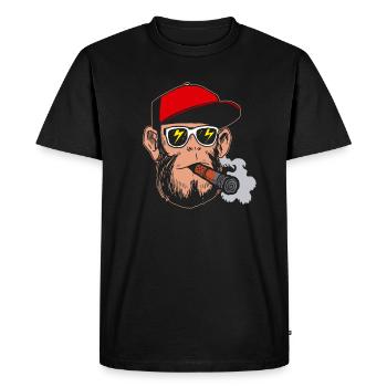 Fumeurs lunettes hipster singe - Cadeaux herbe - T-shirt Premium bio Homme - noir - Devant - Nico (187cm)
