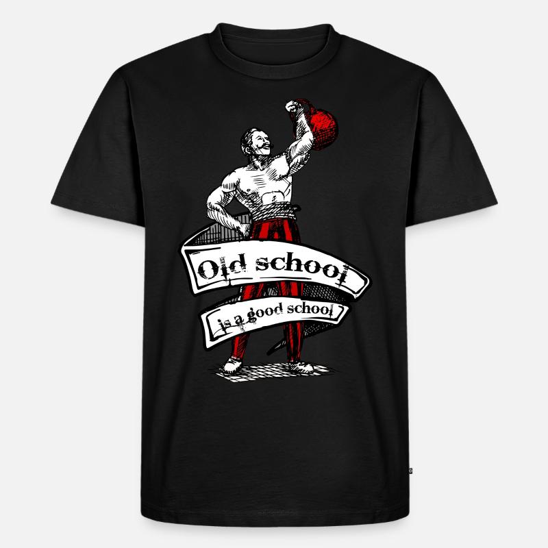 ALTE SCHULE IST DIE BESTE SCHULE - KETTLEBELL - Männer Premium Bio T-Shirt - Schwarz