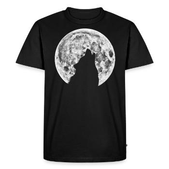 Loup dans la lune - T-shirt Premium bio Homme - noir - Devant - Nico (187cm)