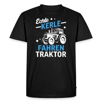 Echte Kerle fahren Traktor - Männer Premium Bio T-Shirt - Schwarz - Vorne - Nico (187cm)