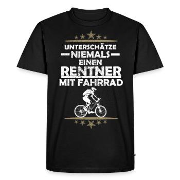 Rentner mit Fahrrad - Männer Premium Bio T-Shirt - Schwarz - Vorne - Nico (187cm)