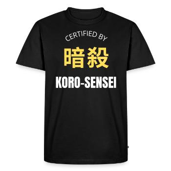 Certified by KORO Sensei Manga Anime Citation - T-shirt Premium bio Homme - noir - Devant - Nico (187cm)