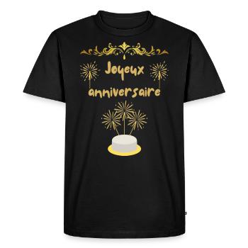 Joyeux anniversaire - T-shirt Premium bio Homme - noir - Devant - Nico (187cm)