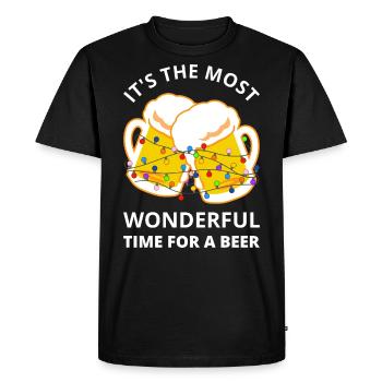 C’est le moment le plus merveilleux pour une bière I - T-shirt Premium bio Homme - noir - Devant - Nico (187cm)