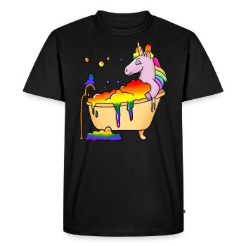Unicorn Bathing in Bathtub LBGT - Men's Premium Organic T-Shirt - black - Front - Nico (187cm)