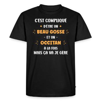 Compliqué beau gosse et Occitan - T-shirt Premium bio Homme - noir - Devant - Nico (187cm)