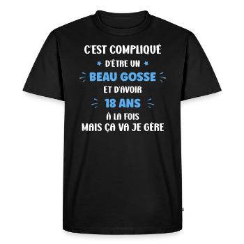 Compliqué beau gosse et 18 ans - T-shirt Premium bio Homme - noir - Devant - Nico (187cm)