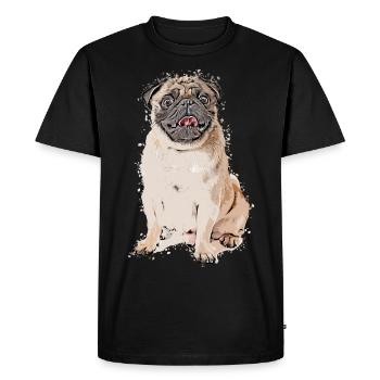 Pug Dog Pet Animal Cartoon Comic Style - T-shirt Premium bio Homme - noir - Devant - Nico (187cm)
