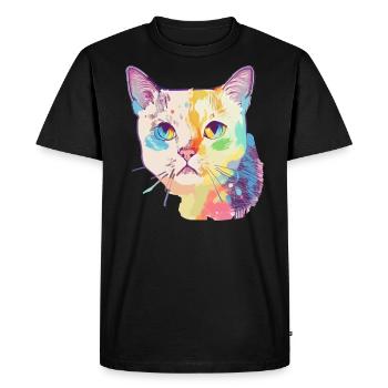 Fier Chat Pastel Couleurs Chat Dessin Coloré - T-shirt Premium bio Homme - noir - Devant - Nico (187cm)