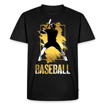 Baseball Baseball Player Gold Splash Home Run - Men's Premium Organic T-Shirt - black - Front - Nico (187cm)