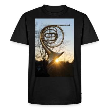 Horn with sunset as sound. - Men's Premium Organic T-Shirt - black - Front - Nico (187cm)