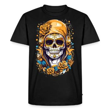 Crâne de sucre doré - T-shirt Premium bio Homme - noir - Devant - Nico (187cm)