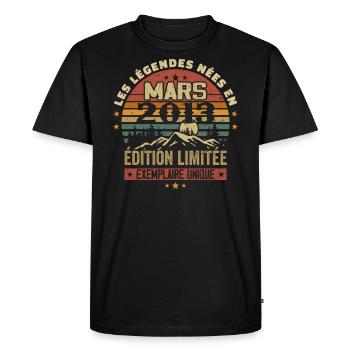 Vintage 2013 Mars Cadeau Anniversaire Rétro 2013 - T-shirt Premium bio Homme - noir - Devant - Nico (187cm)