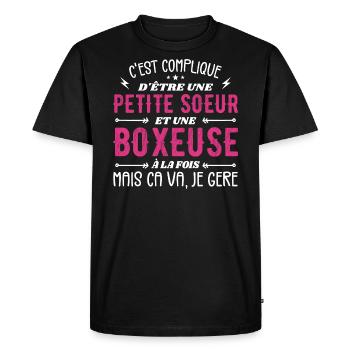 Petite Soeur et Une Boxeuse - T-shirt Premium bio Homme - noir - Devant - Nico (187cm)
