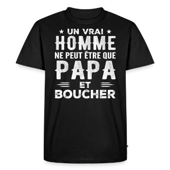 A Real Man Is Only Dad and Butcher - Men's Premium Organic T-Shirt - black - Front - Nico (187cm)