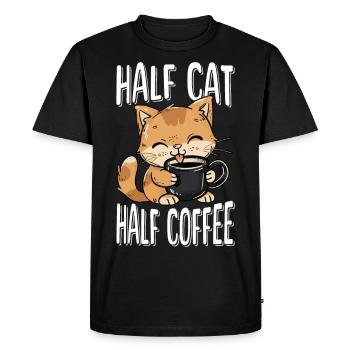 Café Chat Amoureux des chats Amateur de café - T-shirt Premium bio Homme - noir - Devant - Nico (187cm)
