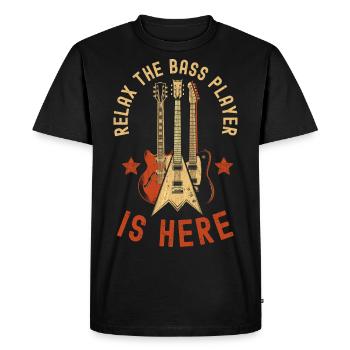 Relax the bass player is here - Men's Premium Organic T-Shirt - black - Front - Nico (187cm)