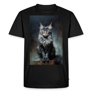 Maine Coon cat - Men's Premium Organic T-Shirt - black - Front - Nico (187cm)