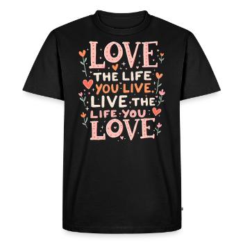 Aimez la vie - T-shirt Premium bio Homme - noir - Devant - Nico (187cm)
