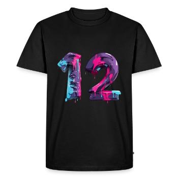 NON. 12 NUMÉRO 12 COOL 12E ANNIVERSAIRE - T-shirt Premium bio Homme - noir - Devant - Nico (187cm)