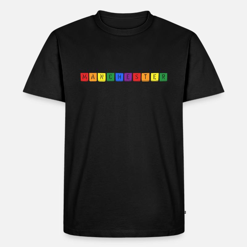Rainbow Manchester - Männer Premium Bio T-Shirt - Schwarz