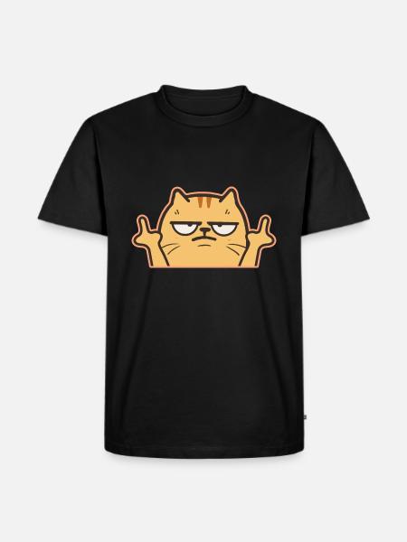 Middle Finger Cat - Men's Premium Organic T-Shirt - black