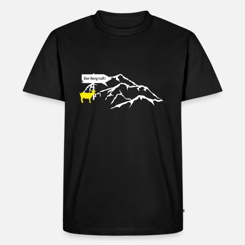 Der Berg ruft! - Männer Premium Bio T-Shirt - Schwarz