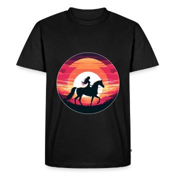 Fille de cheval arabe - T-shirt Premium bio Homme - noir - Devant - Nico (187cm)