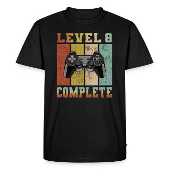 Niveau 8 complet anniversaire 8 ans gamer gamer - T-shirt Premium bio Homme - noir - Devant - Nico (187cm)