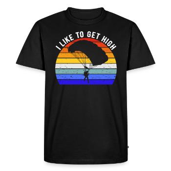Skydiving Lover - I Like To Get High I - Men's Premium Organic T-Shirt - black - Front - Nico (187cm)
