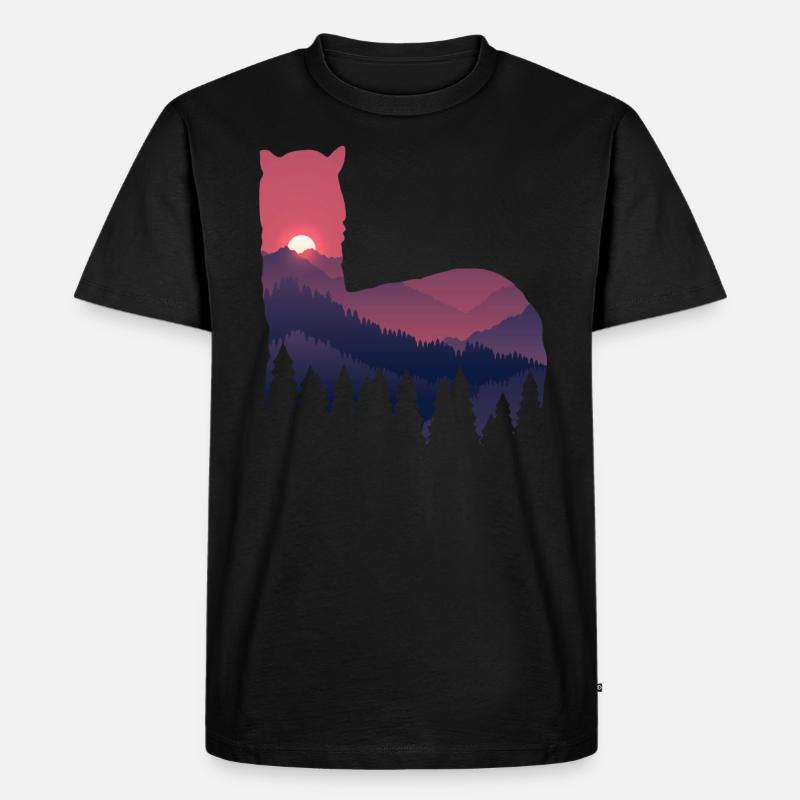 Lama - Männer Premium Bio T-Shirt - Schwarz