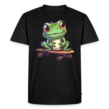 Frog on a skateboard - Men's Premium Organic T-Shirt - black - Front - Nico (187cm)