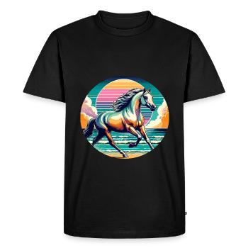 Arabian Horse Art - Men's Premium Organic T-Shirt - black - Front - Nico (187cm)