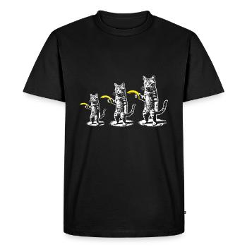 Chat rétro avec banane Meme Drôle Rétro Femmes - T-shirt Premium bio Homme - noir - Devant - Nico (187cm)