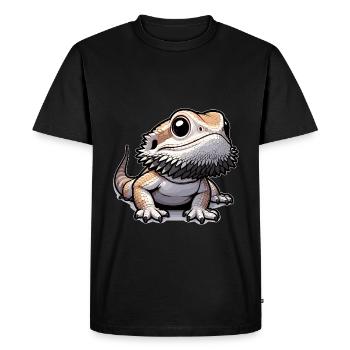 Mignon Barbu Dragon Dessin Gecko Lézard - T-shirt Premium bio Homme - noir - Devant - Nico (187cm)