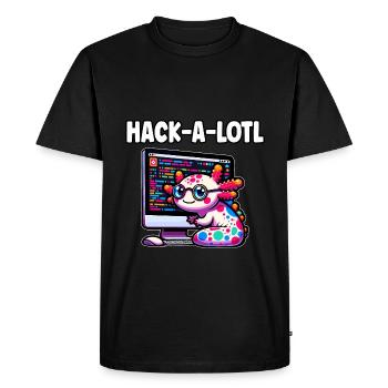 Funny Coding Axolotl Programming Gift - Men's Premium Organic T-Shirt - black - Front - Nico (187cm)