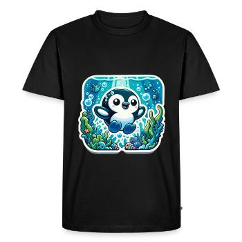 Pingouin de plongée Pingouin mignon - T-shirt Premium bio Homme - noir - Devant - Nico (187cm)