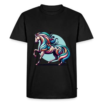 Art coloré du cheval - T-shirt Premium bio Homme - noir - Devant - Nico (187cm)