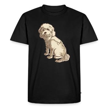 Dessin de chien cockapoo d'un cockapoo - T-shirt Premium bio Homme - noir - Devant - Nico (187cm)