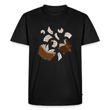 Livres de sorcières sort des pages volantes - T-shirt Premium bio Homme - noir - Devant - Nico (187cm)