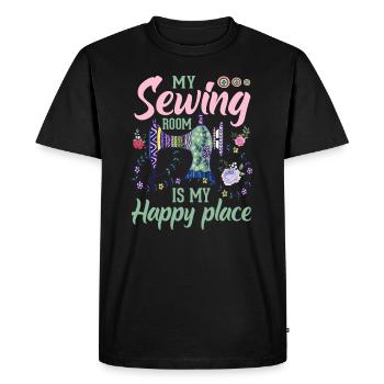 My sewing room is my happiest place - Men's Premium Organic T-Shirt - black - Front - Nico (187cm)