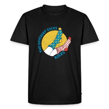 Two Different Socks Rock Funny Sock Quote - Men's Premium Organic T-Shirt - black - Front - Nico (187cm)