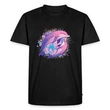 Dolphins Tie Dye Colorful Pink Dolphin Family - Men's Premium Organic T-Shirt - black - Front - Nico (187cm)