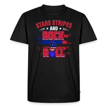 Stars And Stripes Et Rock And Roll USA 2021 - T-shirt Premium bio Homme - noir - Devant - Nico (187cm)