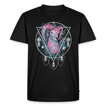 Bélier Signe Spirituel - T-shirt Premium bio Homme - noir - Devant - Nico (187cm)
