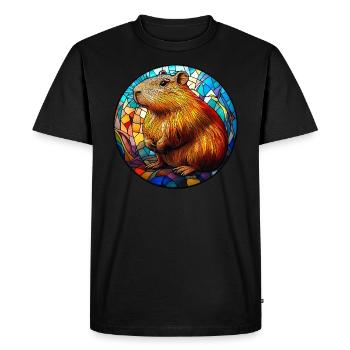 Mosaique Vitrail Capybara - T-shirt Premium bio Homme - noir - Devant - Nico (187cm)