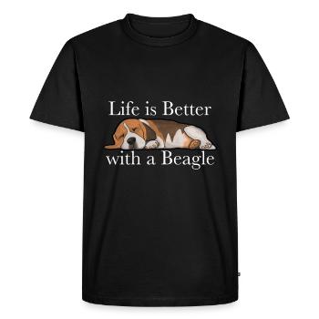 Beagle-Hundeleben ist mit einem Beagle besser - Männer Premium Bio T-Shirt - Schwarz - Vorne - Nico (187cm)
