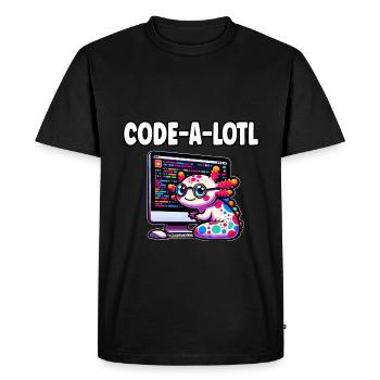 Funny Coding Axolotl Programming Gift - Men's Premium Organic T-Shirt - black - Front - Nico (187cm)